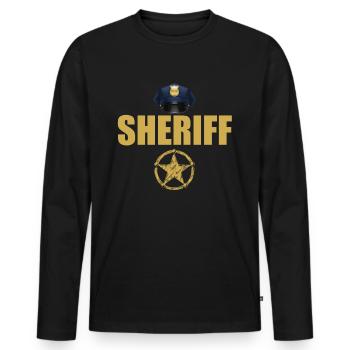 Sheriff Polizei Sheriffstern Abzeichen - Männer Premium Bio Langarmshirt - Schwarz - Vorne - Nico (187cm)