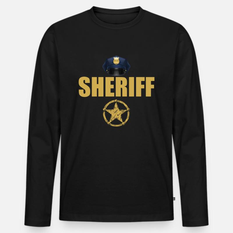 Sheriff Polizei Sheriffstern Abzeichen - Männer Premium Bio Langarmshirt - Schwarz