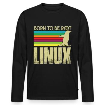 Linux Born to be root Admin Linux - Männer Premium Bio Langarmshirt - Schwarz - Vorne - Nico (187cm)