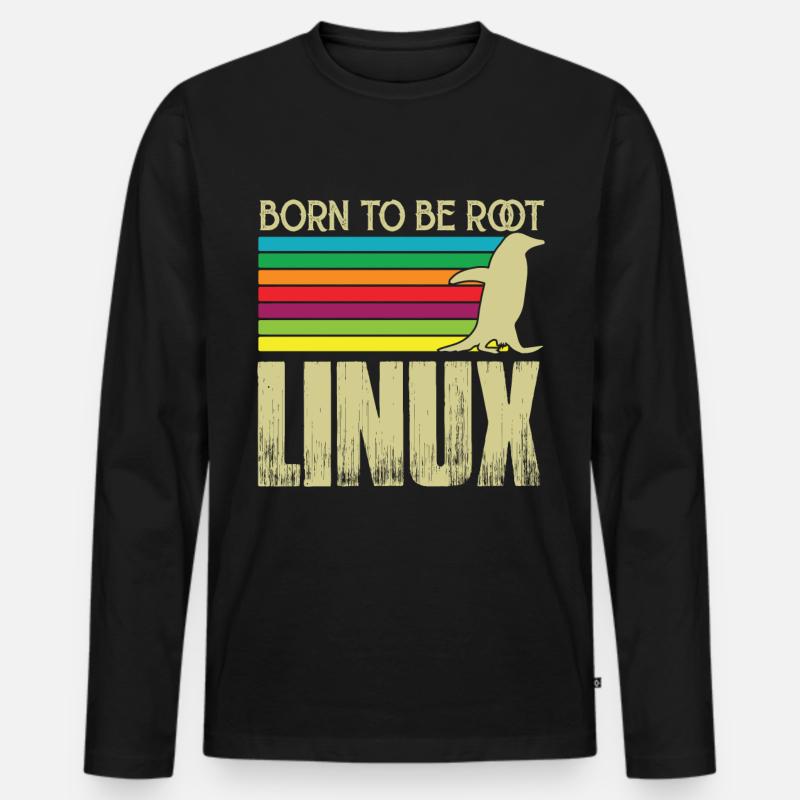Linux Born to be root Admin Linux - Men's Premium Organic Long Sleeve Shirt - black