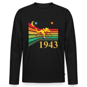 Bicycle Day 1943 Retro Radtour Hofmann Zauberwald - Männer Premium Bio Langarmshirt - Schwarz - Vorne - Nico (187cm)