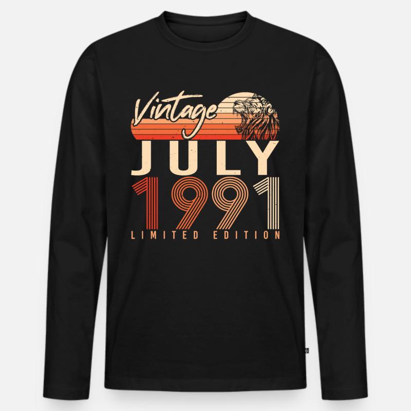 1991 Juli Geschenkidee - Männer Premium Bio Langarmshirt - Schwarz