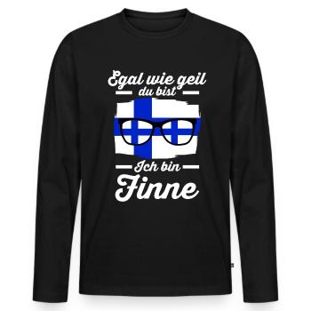 Finne Finnisches Finnland - Männer Premium Bio Langarmshirt - Schwarz - Vorne - Nico (187cm)