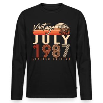 Geburtstagsgruss Für Juli 1987 - Männer Premium Bio Langarmshirt - Schwarz - Vorne - Nico (187cm)