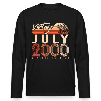 Année de naissance Juillet 2000 - T-shirt manches longues Premium bio Homme - noir - Devant - Nico (187cm)