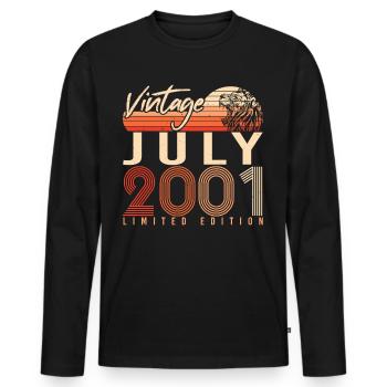 Year of birth July 2001 - Men's Premium Organic Long Sleeve Shirt - black - Front - Nico (187cm)