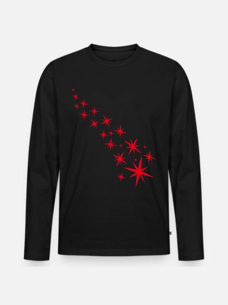 Red starry sky - Men's Premium Organic Long Sleeve Shirt - black