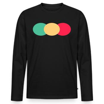 Three Oval- Green- Red- Yellow - Men's Premium Organic Long Sleeve Shirt - black - Front - Nico (187cm)