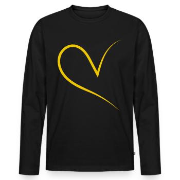 Halbes Herz Gelb Simpel - Männer Premium Bio Langarmshirt - Schwarz - Vorne - Nico (187cm)