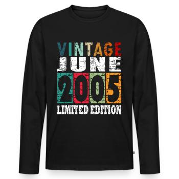 2005 Jahrgang geboren im Juni Geschenk - Männer Premium Bio Langarmshirt - Schwarz - Vorne - Nico (187cm)