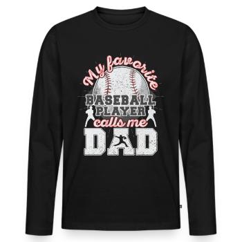 Baseball Papa Papa Père Joueur de Baseball Cadeau - T-shirt manches longues Premium bio Homme - noir - Devant - Nico (187cm)