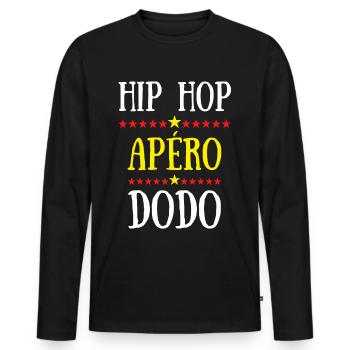 hip hop apéro dodo - T-shirt manches longues Premium bio Homme - noir - Devant - Nico (187cm)