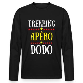 trekking apéro dodo - T-shirt manches longues Premium bio Homme - noir - Devant - Nico (187cm)