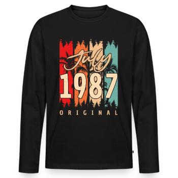 Juli 1987 Geschenkidee - Männer Premium Bio Langarmshirt - Schwarz - Vorne - Nico (187cm)
