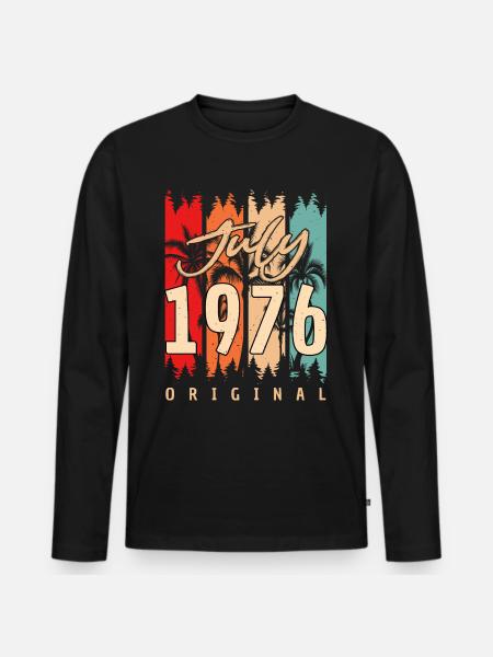 1976 July Original - Men's Premium Organic Long Sleeve Shirt - black