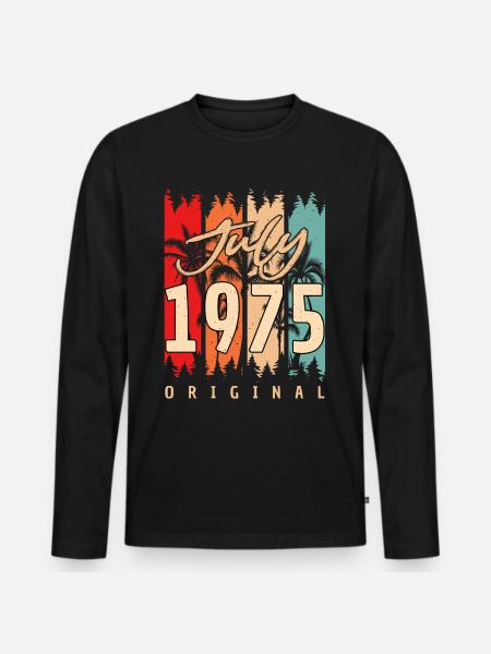 1975 Juillet Original - T-shirt manches longues Premium bio Homme - noir