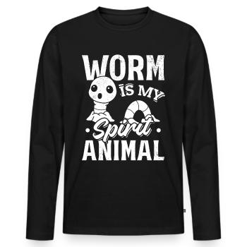 Le ver est mon Le ver amoureux des animaux - T-shirt manches longues Premium bio Homme - noir - Devant - Nico (187cm)