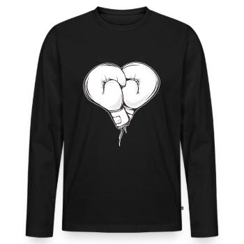 Gants de boxe Heart Boxing Lover Idée cadeau - T-shirt manches longues Premium bio Homme - noir - Devant - Nico (187cm)
