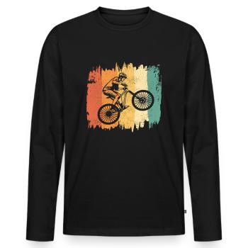 Vélo de montagne cycliste - Style rétro - T-shirt manches longues Premium bio Homme - noir - Devant - Nico (187cm)