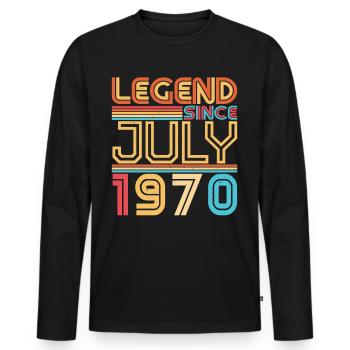 Juillet 1970 Millésime - T-shirt manches longues Premium bio Homme - noir - Devant - Nico (187cm)