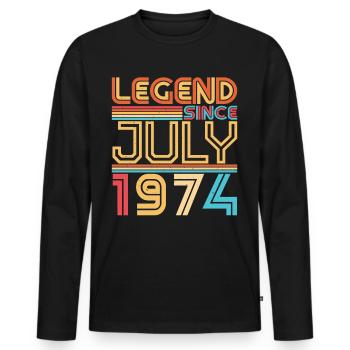 1974 July Retro - Men's Premium Organic Long Sleeve Shirt - black - Front - Nico (187cm)