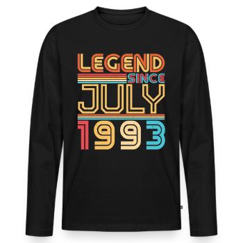 Baujahr Juli 1993 - Männer Premium Bio Langarmshirt - Schwarz - Vorne - Nico (187cm)
