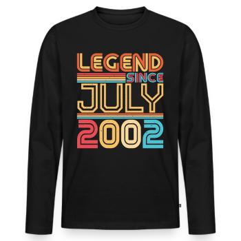 20 ans en juillet 2002 - T-shirt manches longues Premium bio Homme - noir - Devant - Nico (187cm)