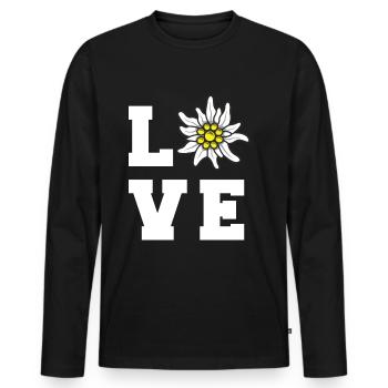 Edelweiss LOVE Alps Mountains Alps-Edelweiss Hiking - Men's Premium Organic Long Sleeve Shirt - black - Front - Nico (187cm)