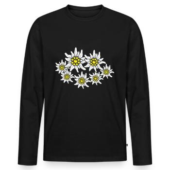 Edelweiss Alps Mountains Alps-Edelweiss Hiking - Men's Premium Organic Long Sleeve Shirt - black - Front - Nico (187cm)