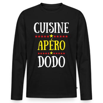 cuisine apéro dodo - T-shirt manches longues Premium bio Homme - noir - Devant - Nico (187cm)