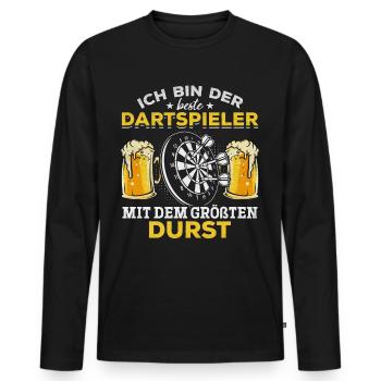 Ich bin der beste Dartspieler mit dem größten - Männer Premium Bio Langarmshirt - Schwarz - Vorne - Nico (187cm)