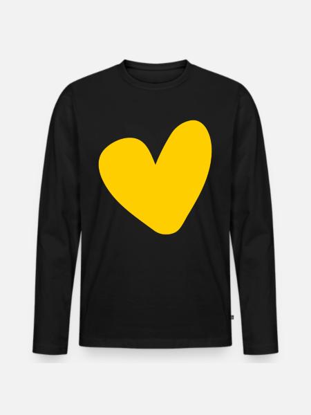 Heart Yellow Design - Men's Premium Organic Long Sleeve Shirt - black