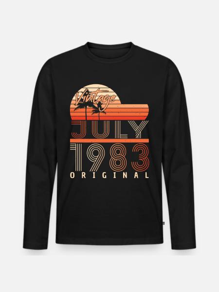 1983 Rétro en juillet - T-shirt manches longues Premium bio Homme - noir