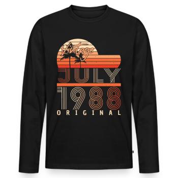 July 1988 Gift idea - Men's Premium Organic Long Sleeve Shirt - black - Front - Nico (187cm)