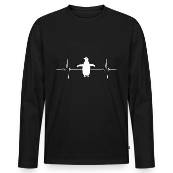 Penguin heartbeat from the North Pole Penguins Ice - Men's Premium Organic Long Sleeve Shirt - black - Front - Nico (187cm)