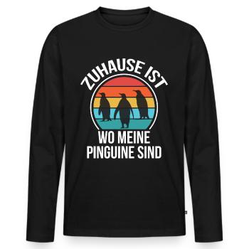 Penguins at home North Pole Penguin Animal love - Men's Premium Organic Long Sleeve Shirt - black - Front - Nico (187cm)