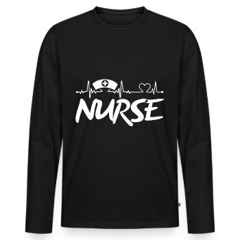 Krankenschwester Herzschlag Erste Hilfe Notfall - Männer Premium Bio Langarmshirt - Schwarz - Vorne - Nico (187cm)