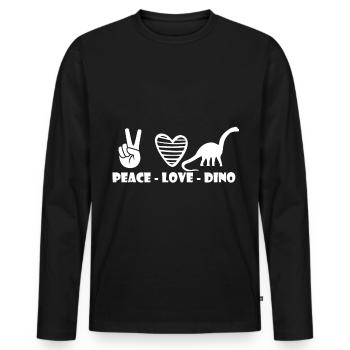 Peace Love and Dinos Cretaceous Dinosaurs - Men's Premium Organic Long Sleeve Shirt - black - Front - Nico (187cm)