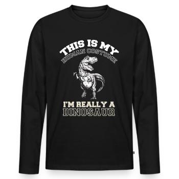 T-Rex Costume Dino Cretaceous Dinosaur - Men's Premium Organic Long Sleeve Shirt - black - Front - Nico (187cm)