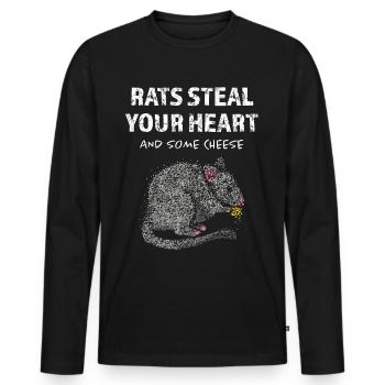 Rats Rats Propriétaire de rats Amoureux des rats - T-shirt manches longues Premium bio Homme - noir - Devant - Nico (187cm)