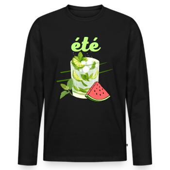 été cocktail mojito pastèque couleurs vives - T-shirt manches longues Premium bio Homme - noir - Devant - Nico (187cm)