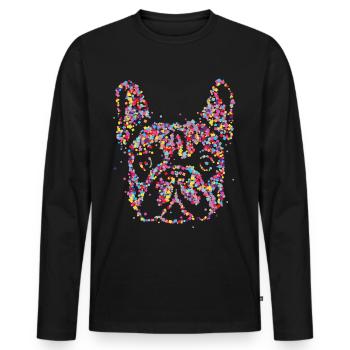 Français Bulldog Frechie Chien Maman - T-shirt manches longues Premium bio Homme - noir - Devant - Nico (187cm)