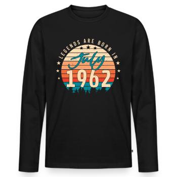 1962 Juli 60ter Geburtstag - Männer Premium Bio Langarmshirt - Schwarz - Vorne - Nico (187cm)