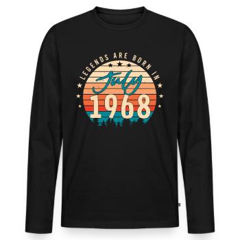 Juli 1968 Retro - Männer Premium Bio Langarmshirt - Schwarz - Vorne - Nico (187cm)