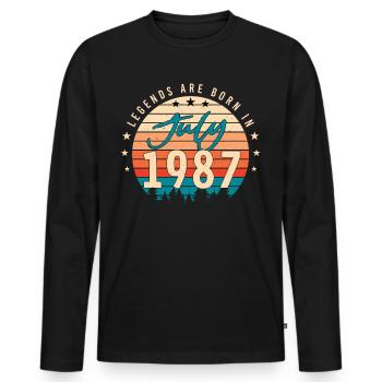 Geschenkidee für Juli 1987 - Männer Premium Bio Langarmshirt - Schwarz - Vorne - Nico (187cm)