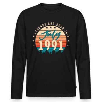 Geburtstagsgruss 1991 Juli - Männer Premium Bio Langarmshirt - Schwarz - Vorne - Nico (187cm)