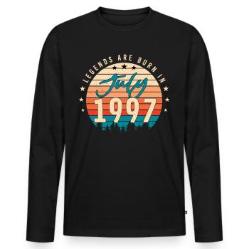 Mois de naissance Juillet 1997 - T-shirt manches longues Premium bio Homme - noir - Devant - Nico (187cm)
