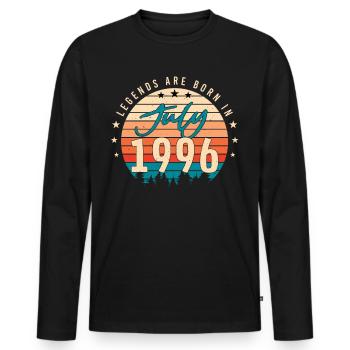 Mois de naissance Juillet 1996 - T-shirt manches longues Premium bio Homme - noir - Devant - Nico (187cm)