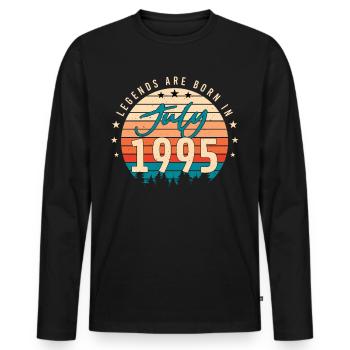 Mois de naissance Juillet 1995 - T-shirt manches longues Premium bio Homme - noir - Devant - Nico (187cm)