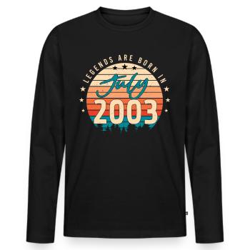Année de construction 2003 en juillet - T-shirt manches longues Premium bio Homme - noir - Devant - Nico (187cm)